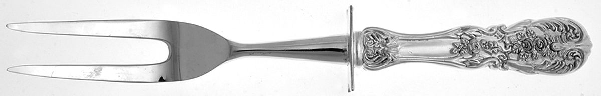 French Rose (Silverplate) Large Stainless-Prong Roast Carving Fork by International Silver-1