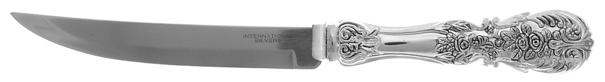 French Rose (Silverplate) Individual Steak Knife Hollow Handle by International Silver-1