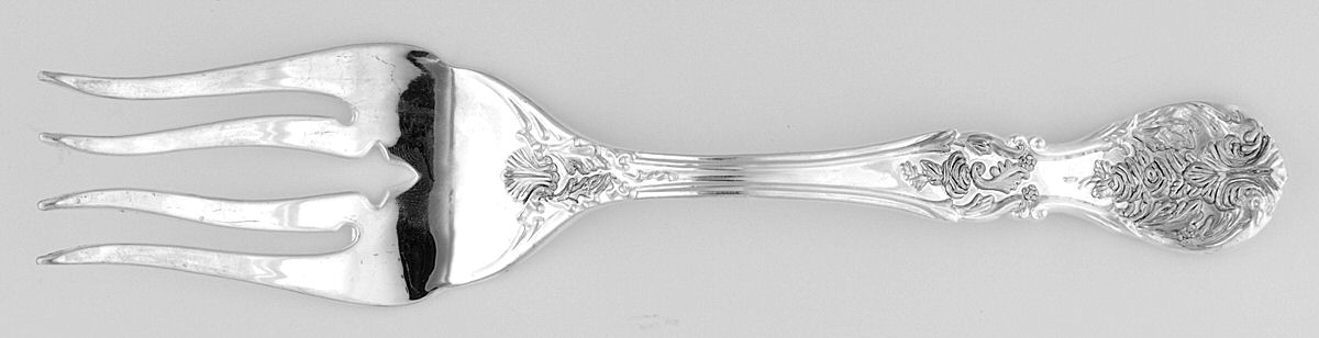 French Rose (Silverplate) Medium Solid Cold Meat Serving Fork by International Silver-1