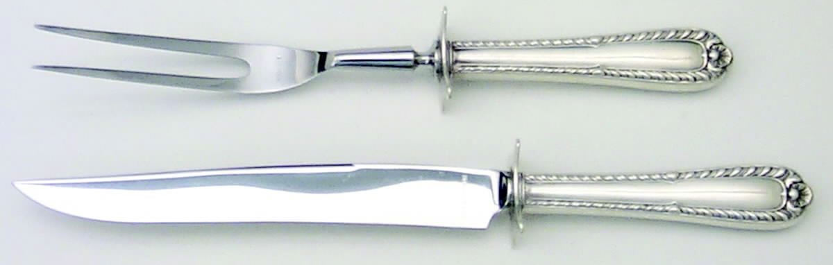 Gadroon (Sterling, 1933) 2 Piece Small Carving Set W/ Sterling Guard by International Silver-1