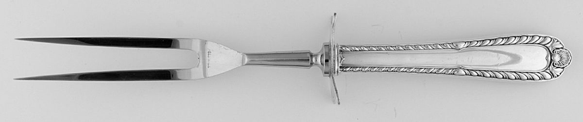 Gadroon (Sterling, 1933) Lg Carving/Roast Fork-Stn Prong w/Sterling Guard by International Silver-1