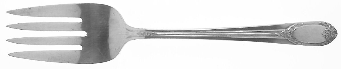 Garland-Rapture (Silverplat 1937) Medium Solid Cold Meat Serving Fork by International Silver-1