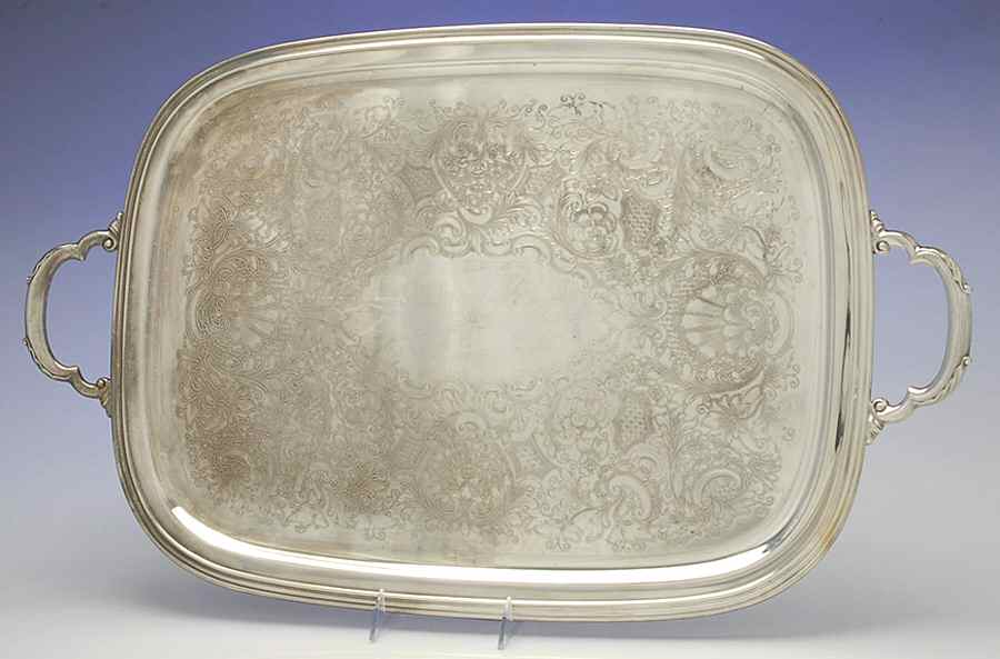 Georgian Castle (Silverplate, Hollowware) Large Silverplate Waiter Tray by International Silver-1
