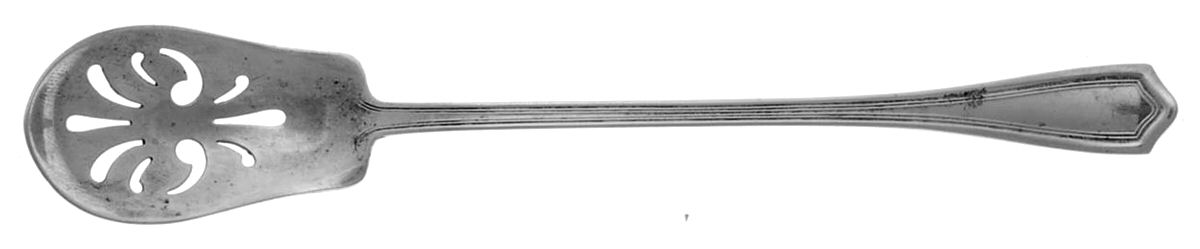 Governor Bradford (Sterling, 1913) Pierced Bowl Short Handle Olive Spoon by International Silver-1