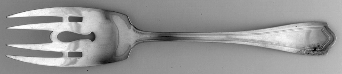 Governor Bradford (Sterling, 1913) Medium Solid Cold Meat Serving Fork by International Silver-1