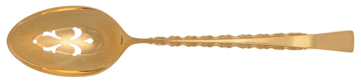 Golden Camille (Gold Electroplate, 1980) Pierced Tablespoon (Serving Spoon) by International Silver-1