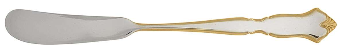 Golden Chadwick (Silverplate, Gold Accent, 1975) Flat Handle Butter Spreader by International Silver-1