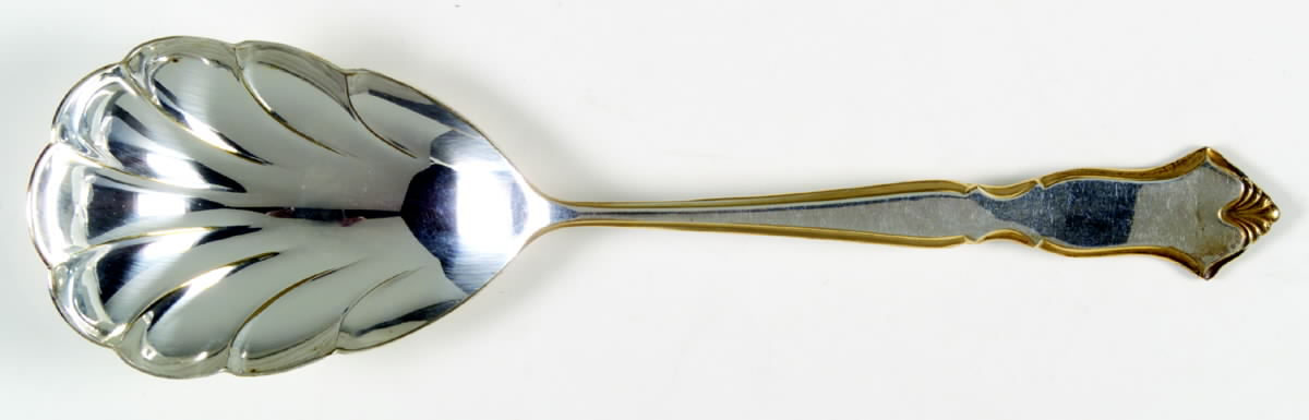 Golden Chadwick (Silverplate, Gold Accent, 1975) Solid Shell Casserole Spoon by International Silver-1