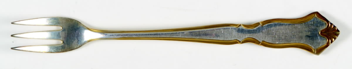 Golden Chadwick (Silverplate, Gold Accent, 1975) Cocktail/Seafood Fork by International Silver-1
