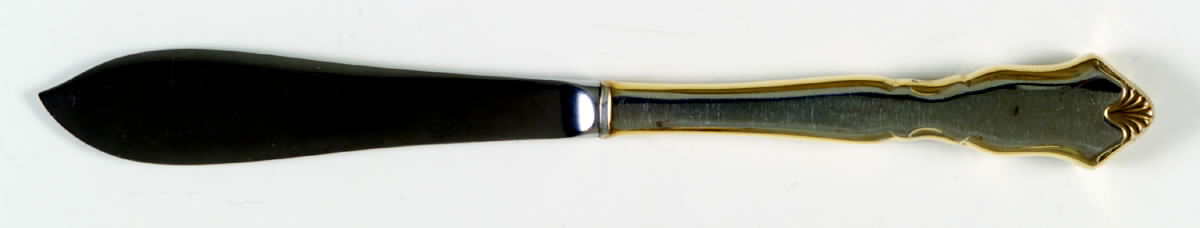 Golden Chadwick (Silverplate, Gold Accent, 1975) Hollow Handle Master Butter Knife by International Silver-1
