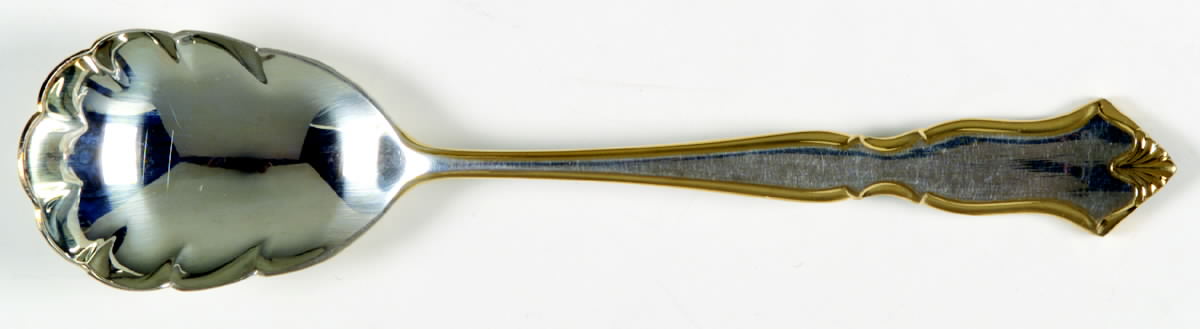 Golden Chadwick (Silverplate, Gold Accent, 1975) Sugar Shell Spoon by International Silver-1
