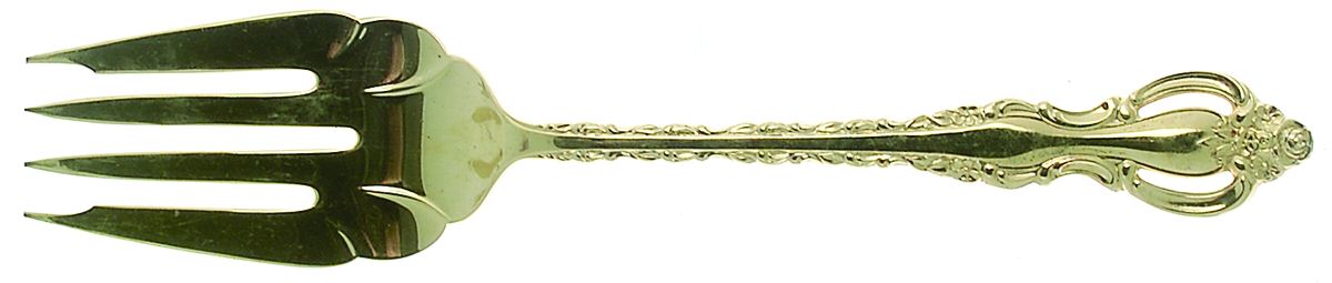Golden Countess (Gold Electroplate, 1978) Medium Solid Cold Meat Serving Fork by International Silver-1
