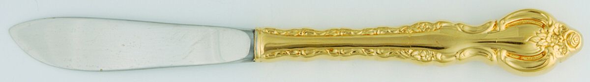 Golden Countess (Gold Electroplate, 1978) Modern Hollow Butter Spreader (Stainless) by International Silver-1