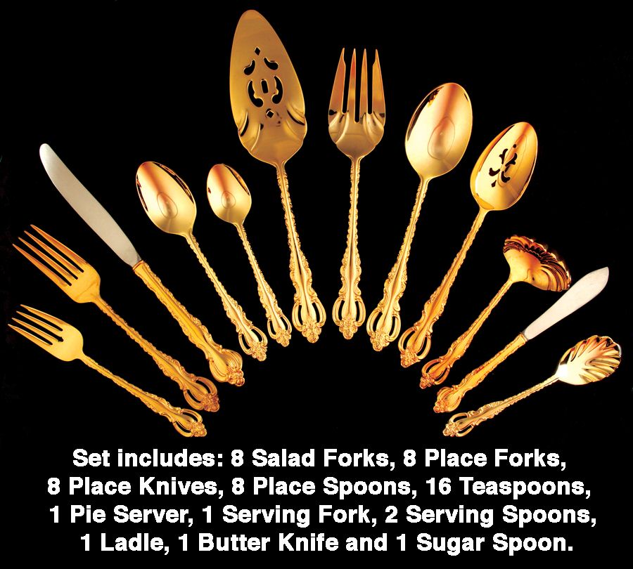 Golden Countess (Gold Electroplate, 1978) 55 Piece Set by International Silver-1