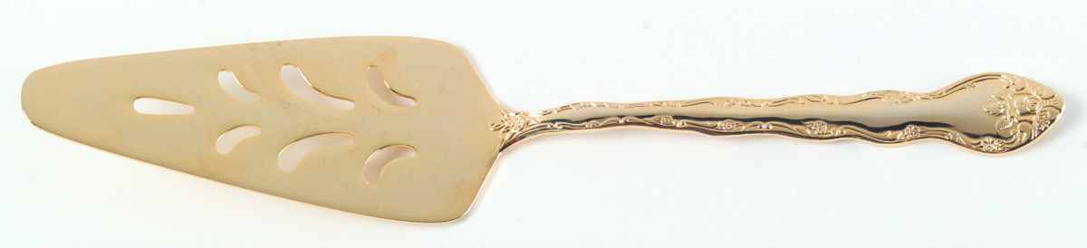 Golden Classic Rose (Gold Electroplate) Server-Pie/Solid-Pierced by International Silver-1