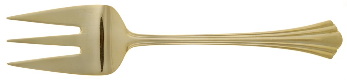 Golden Flair (Gold Electroplate) Medium Solid Cold Meat Serving Fork by International Silver-1