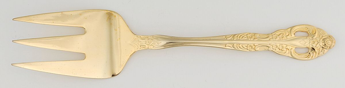 Golden Felice (Gold Electroplate) Medium Solid Cold Meat Serving Fork by International Silver-1