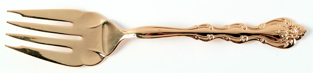 Golden Interlude (Gold Electroplate) Medium Solid Cold Meat Serving Fork by International Silver-1