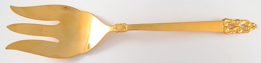 Golden King Frederick (Gold Electroplate) Large Solid Cold Meat Serving Fork by International Silver-1