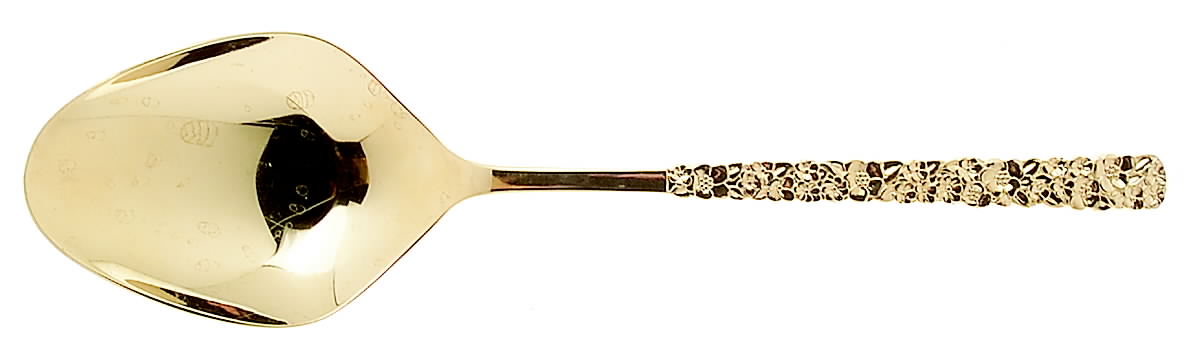 Golden Love-Precious Flower (Gold Electroplate) Solid Smooth Casserole Spoon by International Silver-1