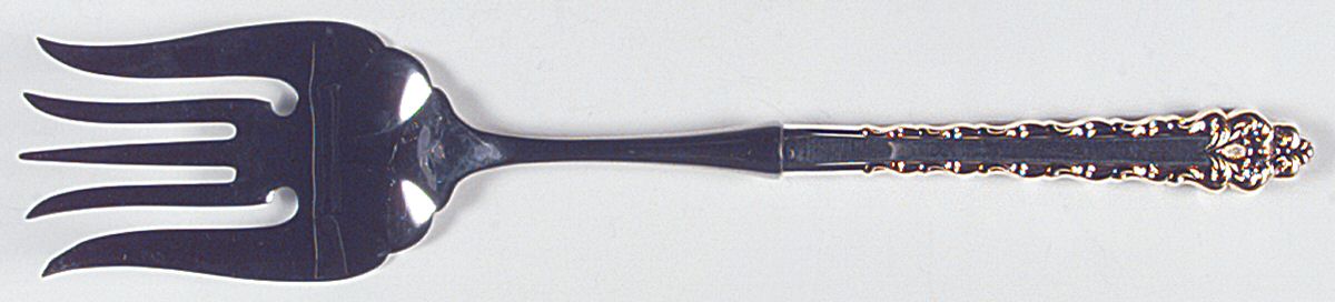 Golden La Strada (Sterling, 1972) Large Stainless-Tine Cold Meat Serving Fork by International Silver-1