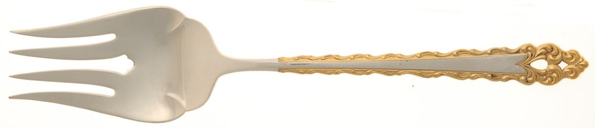 Golden La Strada (Sterling, 1972) Large Solid Cold Meat Serving Fork by International Silver-1