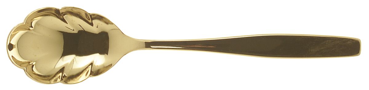 Golden Modern Living (Gold Electroplate) Sugar Shell Spoon by International Silver-1