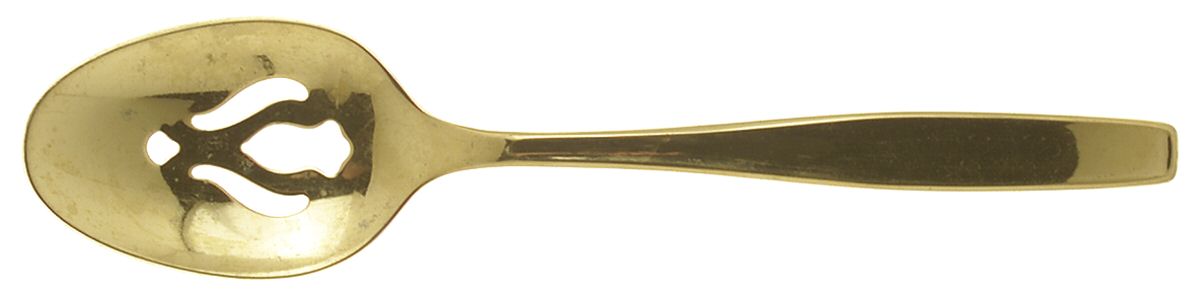 Golden Modern Living (Gold Electroplate) Pierced Tablespoon (Serving Spoon) by International Silver-1