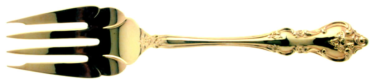 Golden Orleans (Gold Electroplate, 1981) Medium Solid Cold Meat Serving Fork by International Silver-1