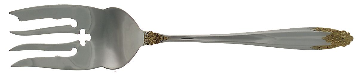 Golden Prelude (Sterling, 1988) Large Solid Cold Meat Serving Fork by International Silver-1