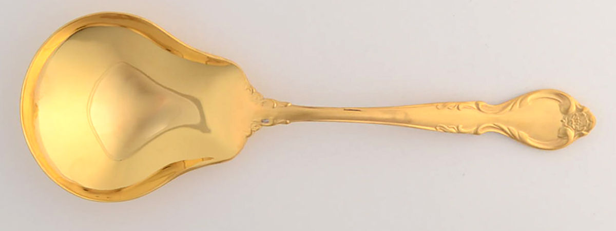 Golden Queen's Fancy (Gold Electroplate) Solid Salad Serving Spoon by International Silver-1
