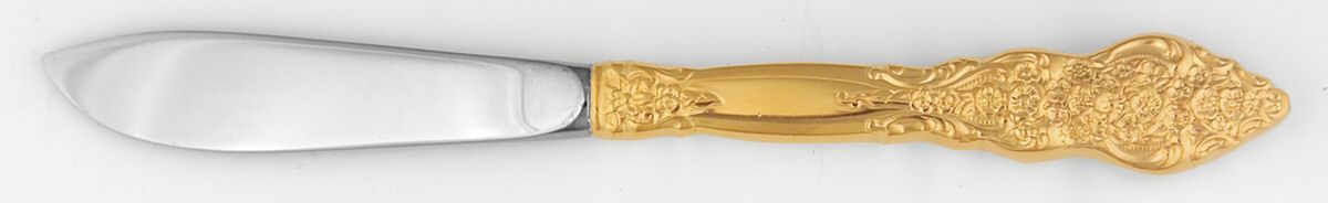 Golden Renaissance (Gold Electroplate) Modern Hollow Butter Spreader (Stainless) by International Silver-1