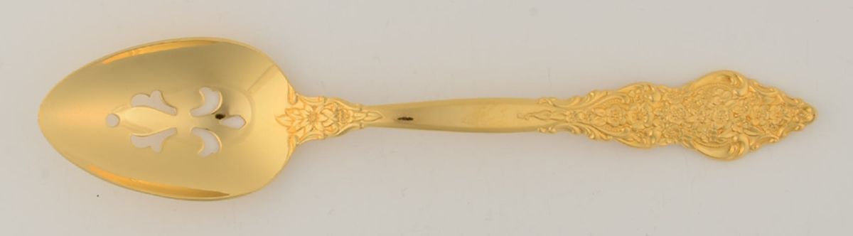 Golden Renaissance (Gold Electroplate) Pierced Tablespoon (Serving Spoon) by International Silver-1