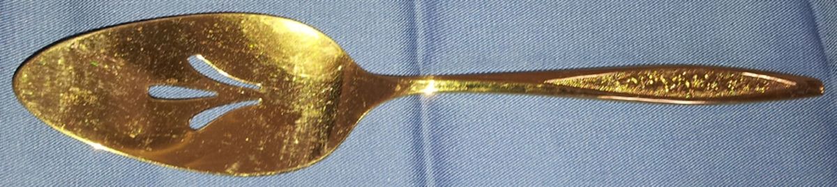 Golden Royal Bouquet Pie Server with Stainless Blade by International Silver-1