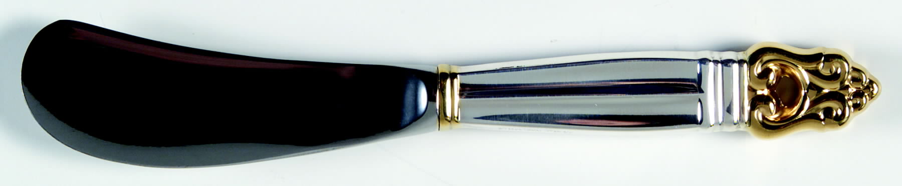 Golden Royal Danish (Gold Accent) Butter Spreader Hollow Hdl-Paddle/Stainless Blade by International Silver-1