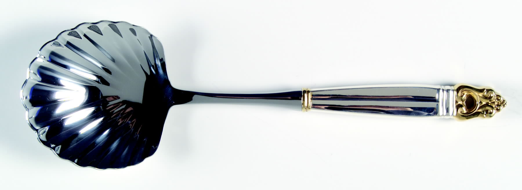 Golden Royal Danish (Gold Accent) Casserole Spoon with Stainless Shell Bowl by International Silver-1