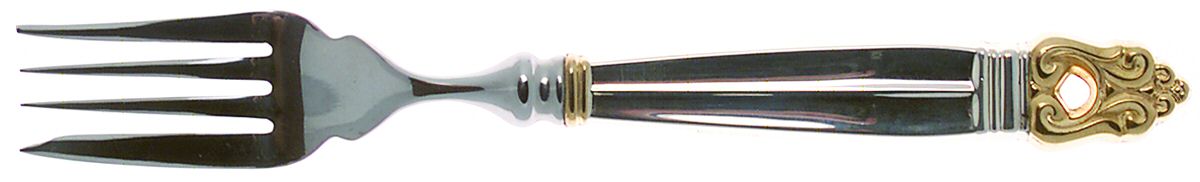 Golden Royal Danish (Gold Accent) Individual Hollow Fish Fork, Stainless Tines by International Silver-1