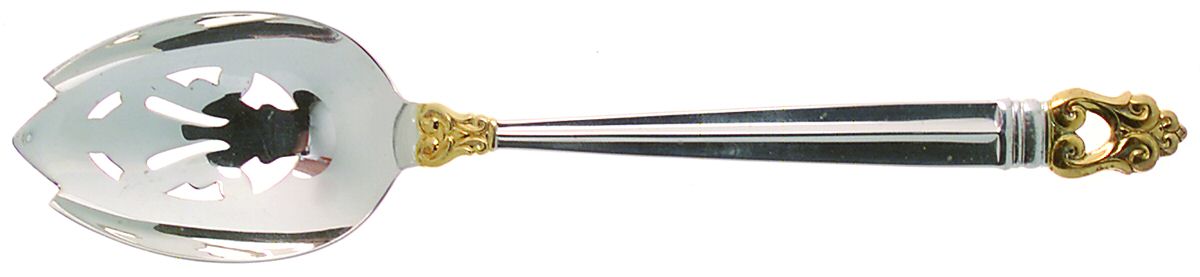 Golden Royal Danish (Gold Accent) Pierced Tablespoon (Serving Spoon) by International Silver-1
