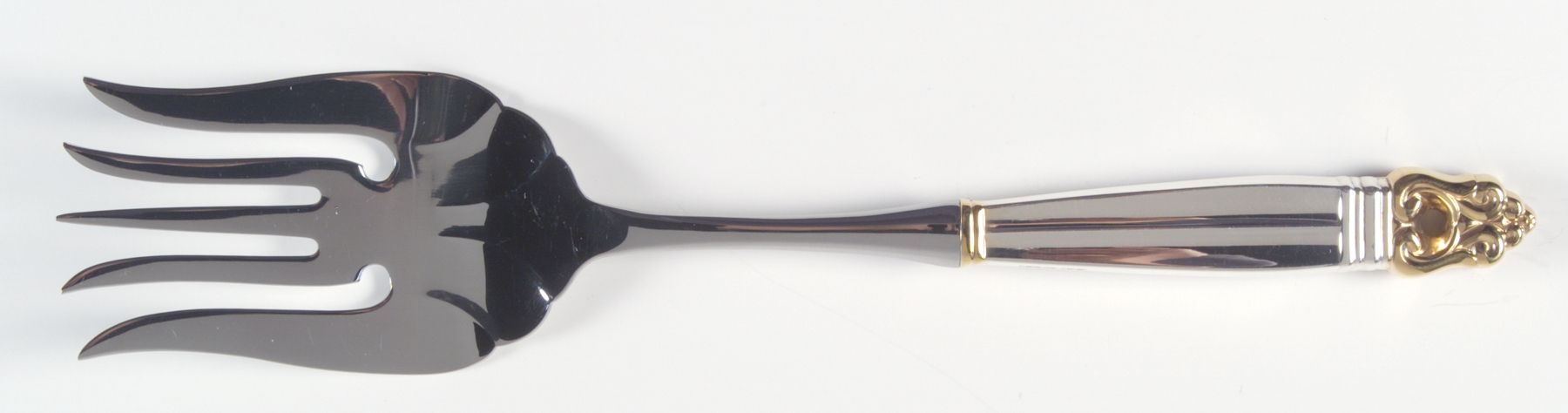 Golden Royal Danish (Gold Accent) Large Stainless-Tine Cold Meat Serving Fork by International Silver-1