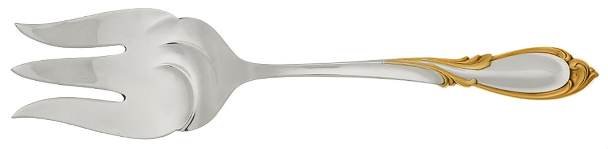 Golden Rhapsody, New (Sterling, 1957) Large Solid Cold Meat Serving Fork by International Silver-1