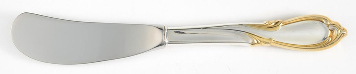 Golden Rhapsody, New (Sterling, 1957) Butter Spreader Hollow Hdl-Paddle/Stainless Blade by International Silver-1