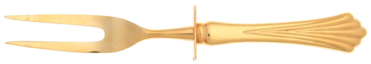 Golden Royal Plume (Gold Electroplate) Small Steak Carving Fork with Stainless Prongs by International Silver-1