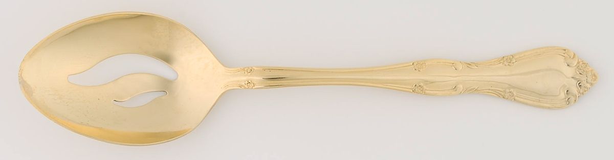 Golden Rose Tiara (Gold Electroplate) Pierced Tablespoon (Serving Spoon) by International Silver-1