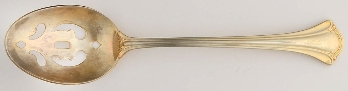 Golden Serenity (Gold Electroplate) Pierced Tablespoon (Serving Spoon) by International Silver-1