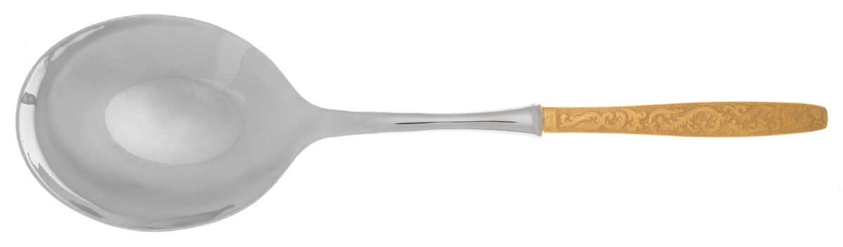Golden Scroll-Americana Golden Heritage Casserole Spoon with Smooth Stainless Bowl HC by International Silver-1