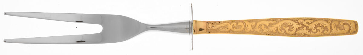 Golden Scroll-Americana Golden Heritage Carving Fork Small with Stainless Prongs HC by International Silver-1