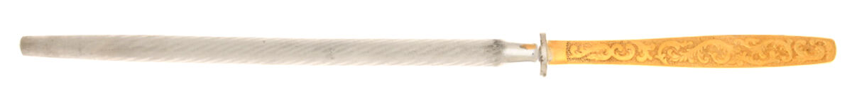 Golden Scroll-Americana Golden Heritage Sharpener Knife with Steel Rod HC by International Silver-1
