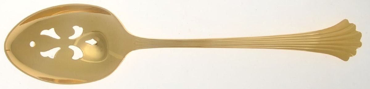 Golden Tiara (Gold Electroplate, 1985) Pierced Tablespoon (Serving Spoon) by International Silver-1