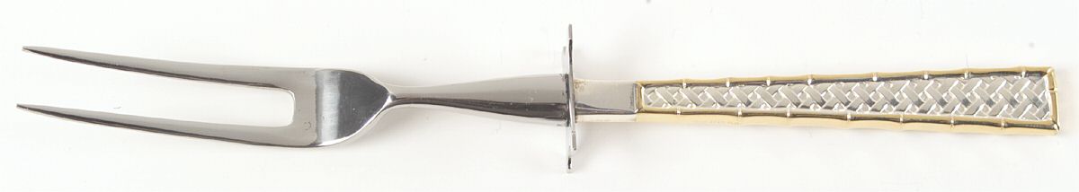 Golden Tradewinds (Sterling, 1975) Small Steak Carving Fork with Stainless Prongs by International Silver-1