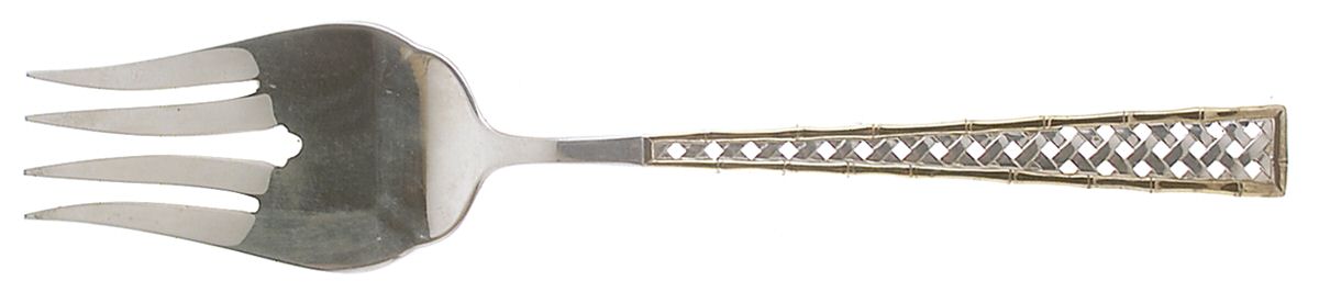 Golden Tradewinds (Sterling, 1975) Large Solid Cold Meat Serving Fork by International Silver-1